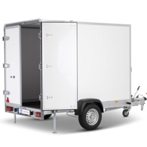 Kofferanhänger STPK O2 15-30-15.1.P18.2 Flügeltüren, P-Box gebremst, Plywood mit 1 x Flügeltüren und 2 x Abstellstütze